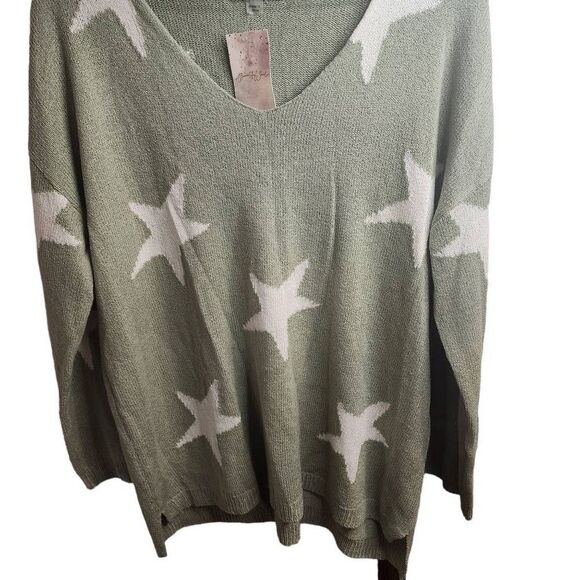 A Beautiful Soul NWT Sage Star V Neck Pullover Lightweight Beach Sweater Size 18 - Picture 4 of 11